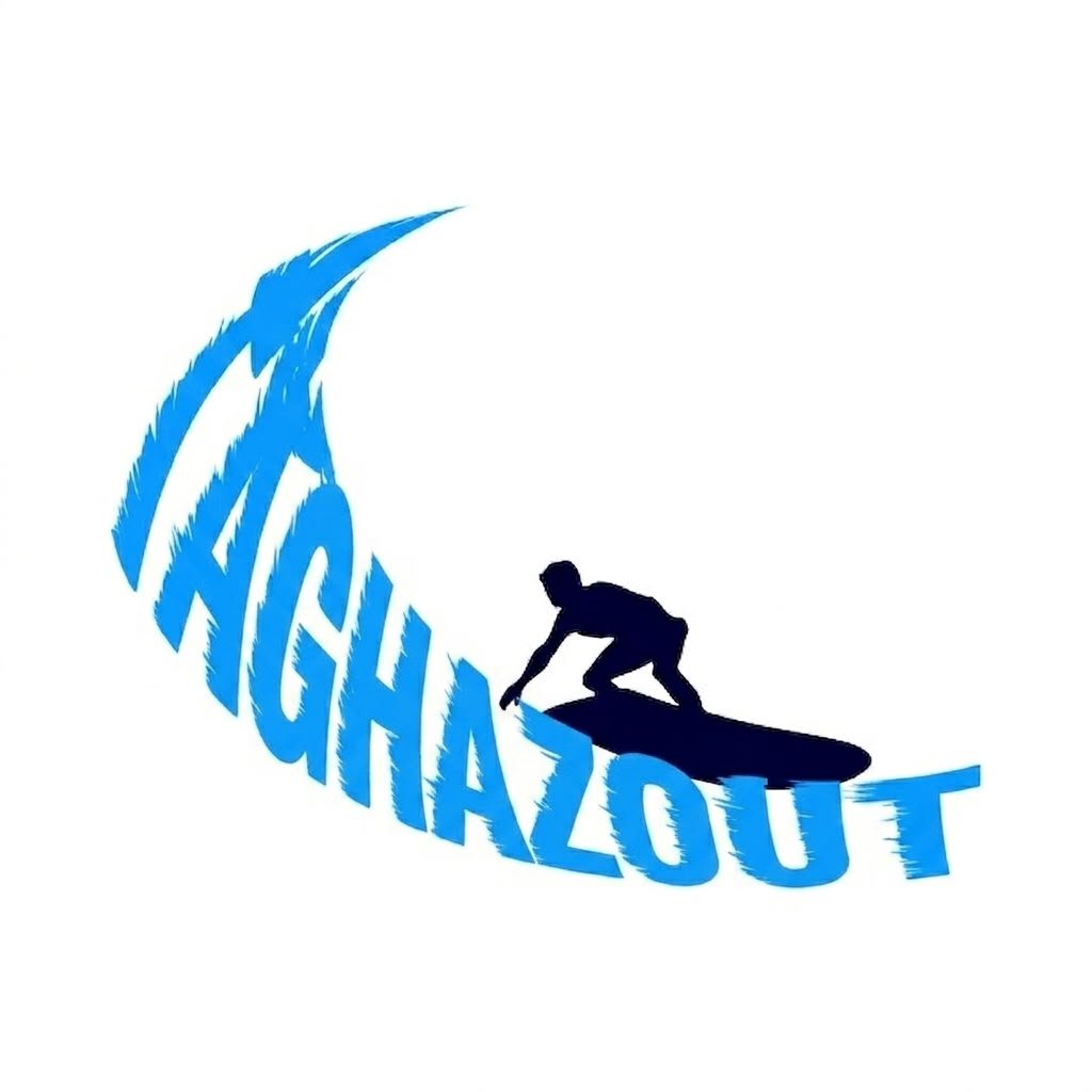 Postcard 10 — Taghazout wave and surfer silhouette