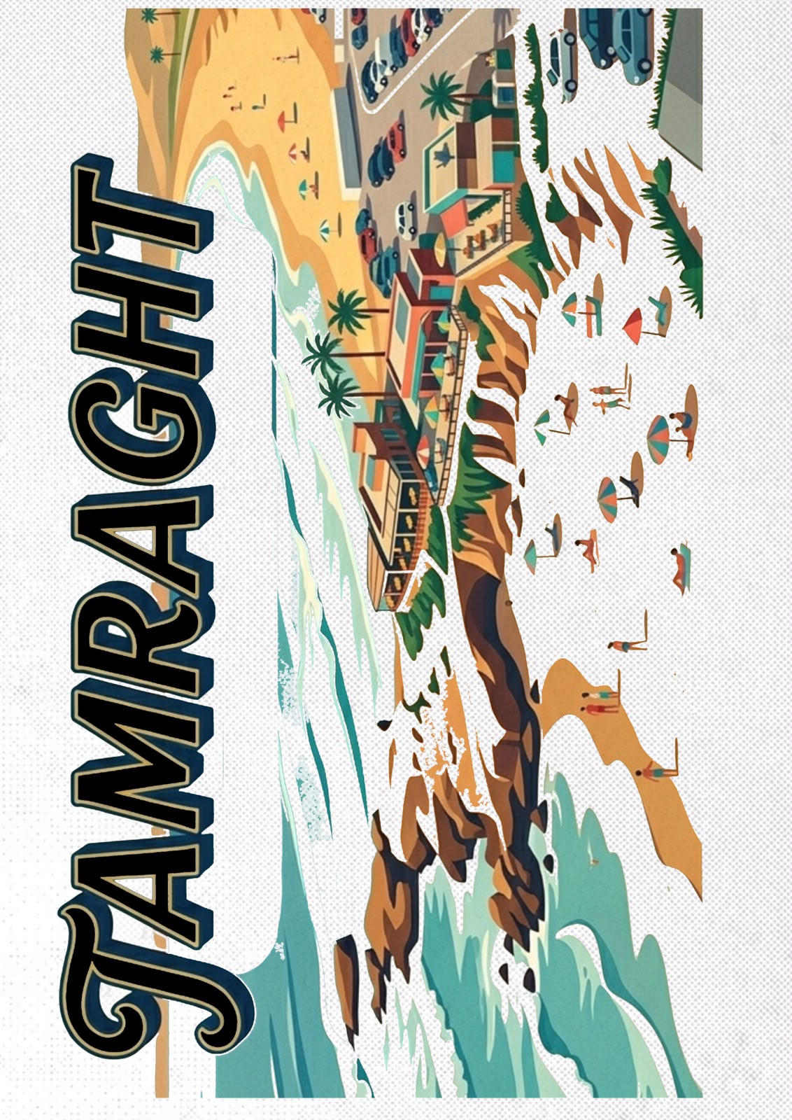 Postcard 4 — Tamraght aerial beach scene
