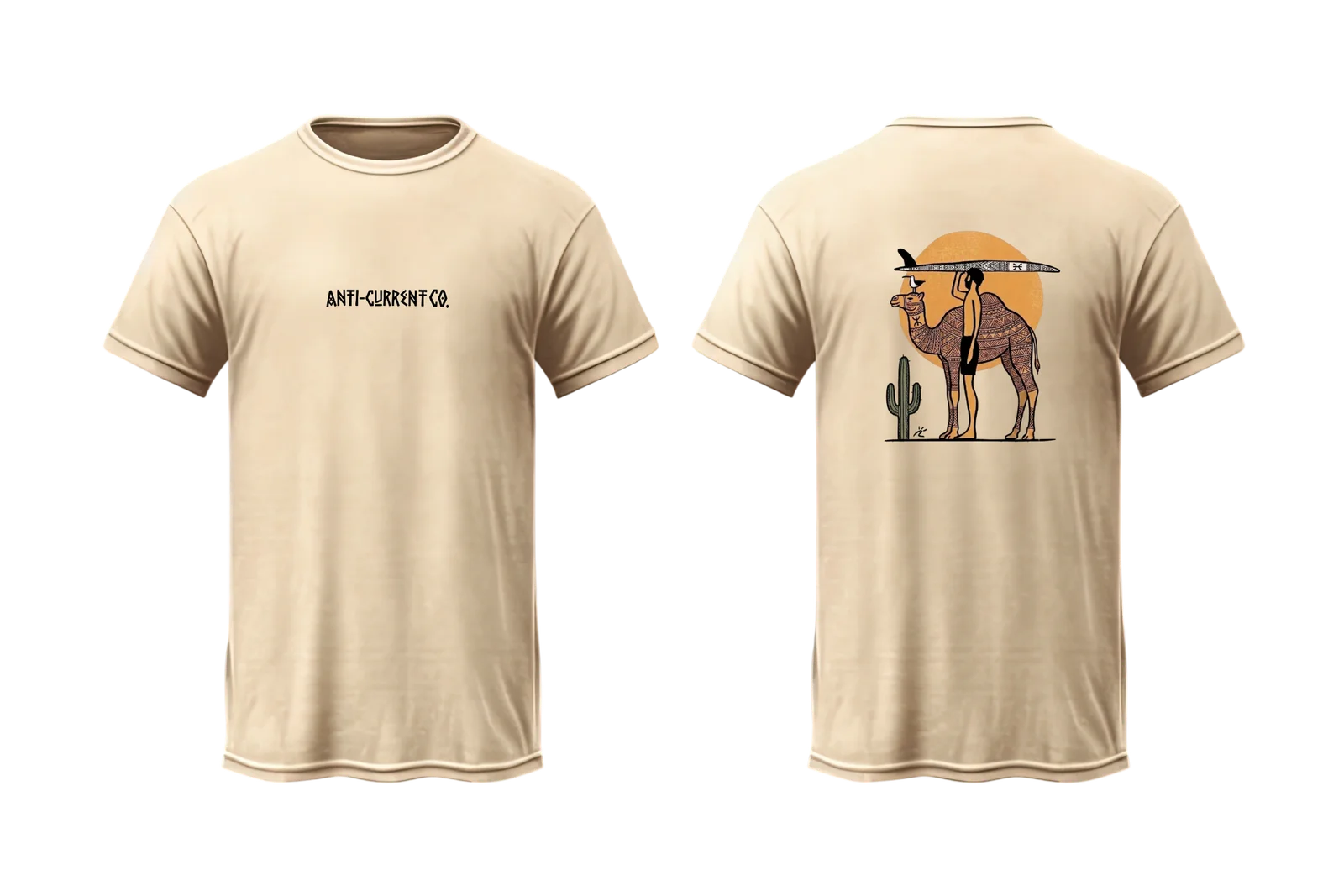 Anti-Current Co. Nomad Surf T-Shirt | Desert Camel Graphic Tee — Beige