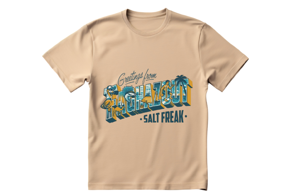Anti-Current Co. Taghazout Salt Freak T-Shirt | Vintage Surf Postcard Graphic Tee — Beige