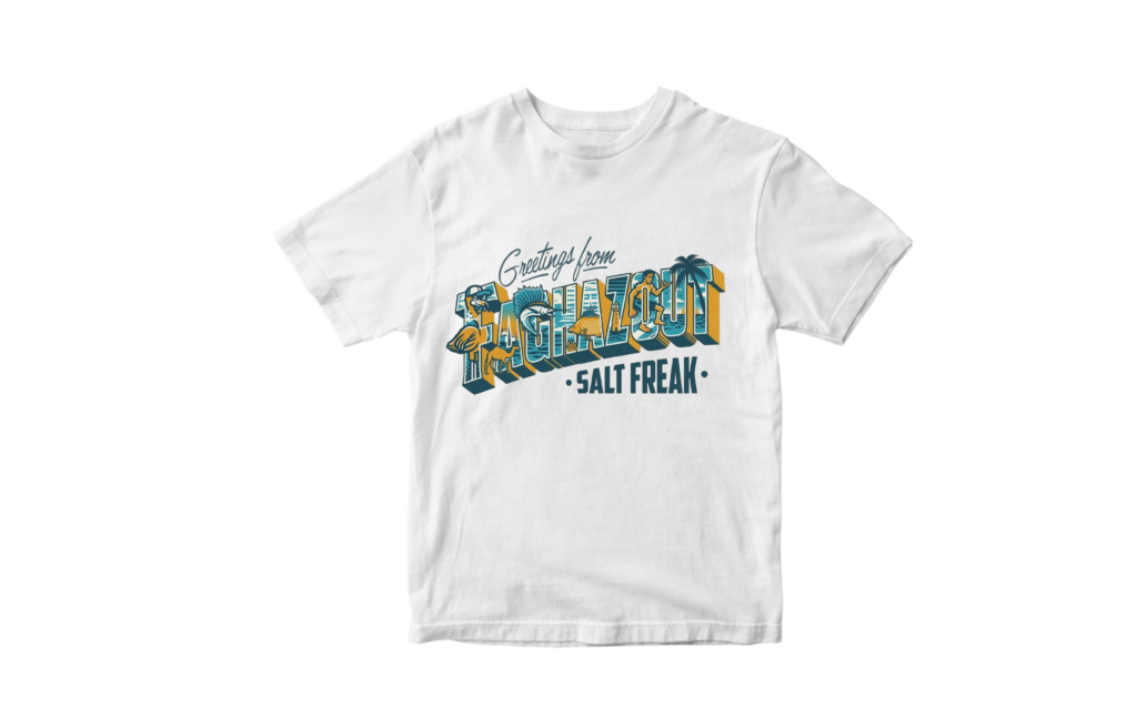 Anti-Current Co. Taghazout Salt Freak T-Shirt | Vintage Surf Postcard Graphic Tee — White